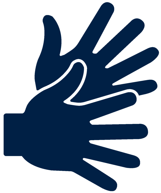 Piktogramm von zwei gebärdenden Händen.